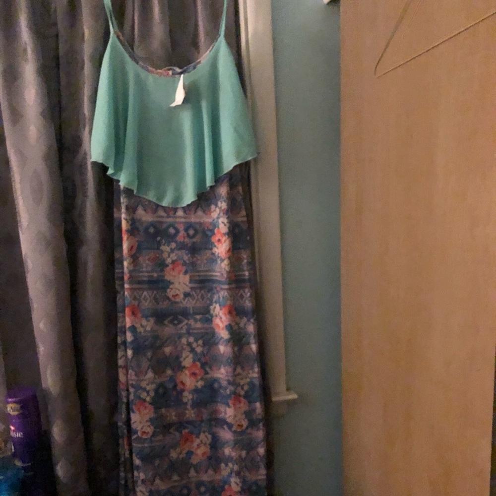 Turquoise Floral Maxi Dress